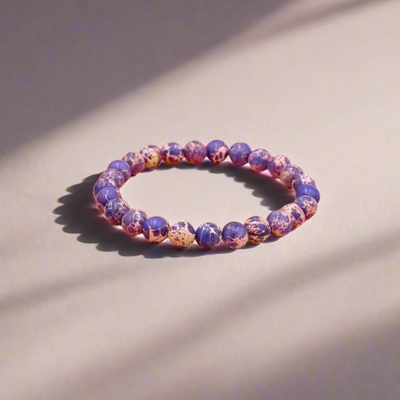 Purple Emperor Stone Quartz Bracelet for tranquility, confidence, and peace.