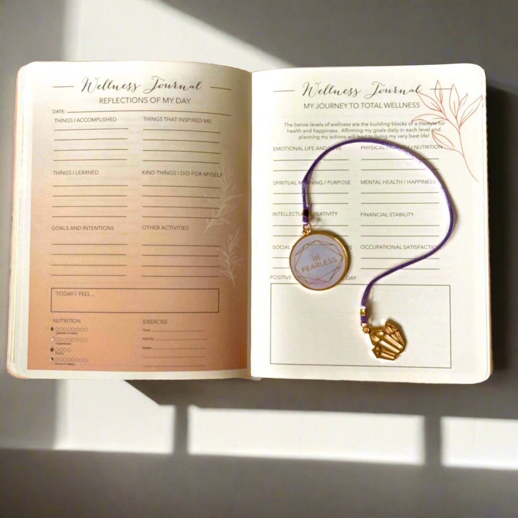 Wellness Journal and Be Fearless Bookmark Set for self-reflection and tracking wellness goals.