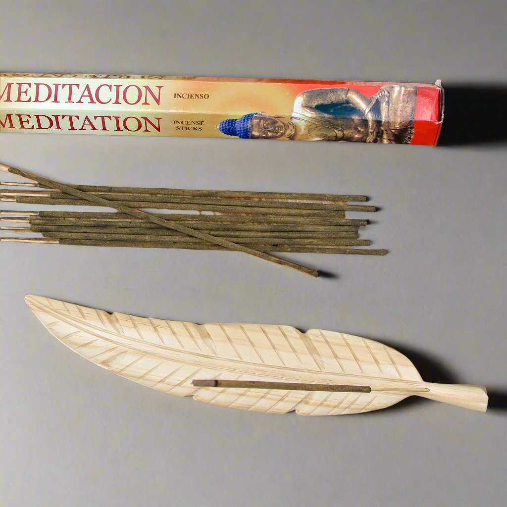 Feather Wood Incense Holder for incense sticks, symbolizing strength, freedom, and anxiety relief.