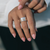 Sterling Silver Meditation Ring with thick Yellow Gold spinning band and scalloped edges, displayed with complimentary MeditationRings Tin and Travel Pouch