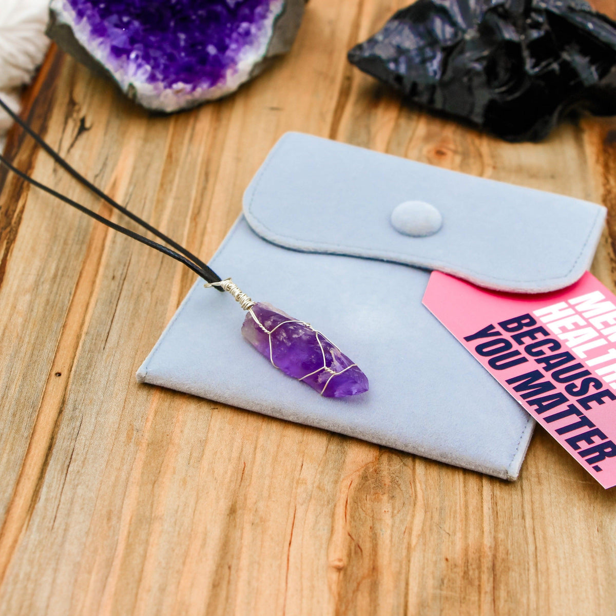 Amethyst Necklace is the perfect gemstone jewelry for stress relief, anxiety relief, and emotional balance, as it uses the best healing crystals for anxiety, making it great for spiritual gifts.