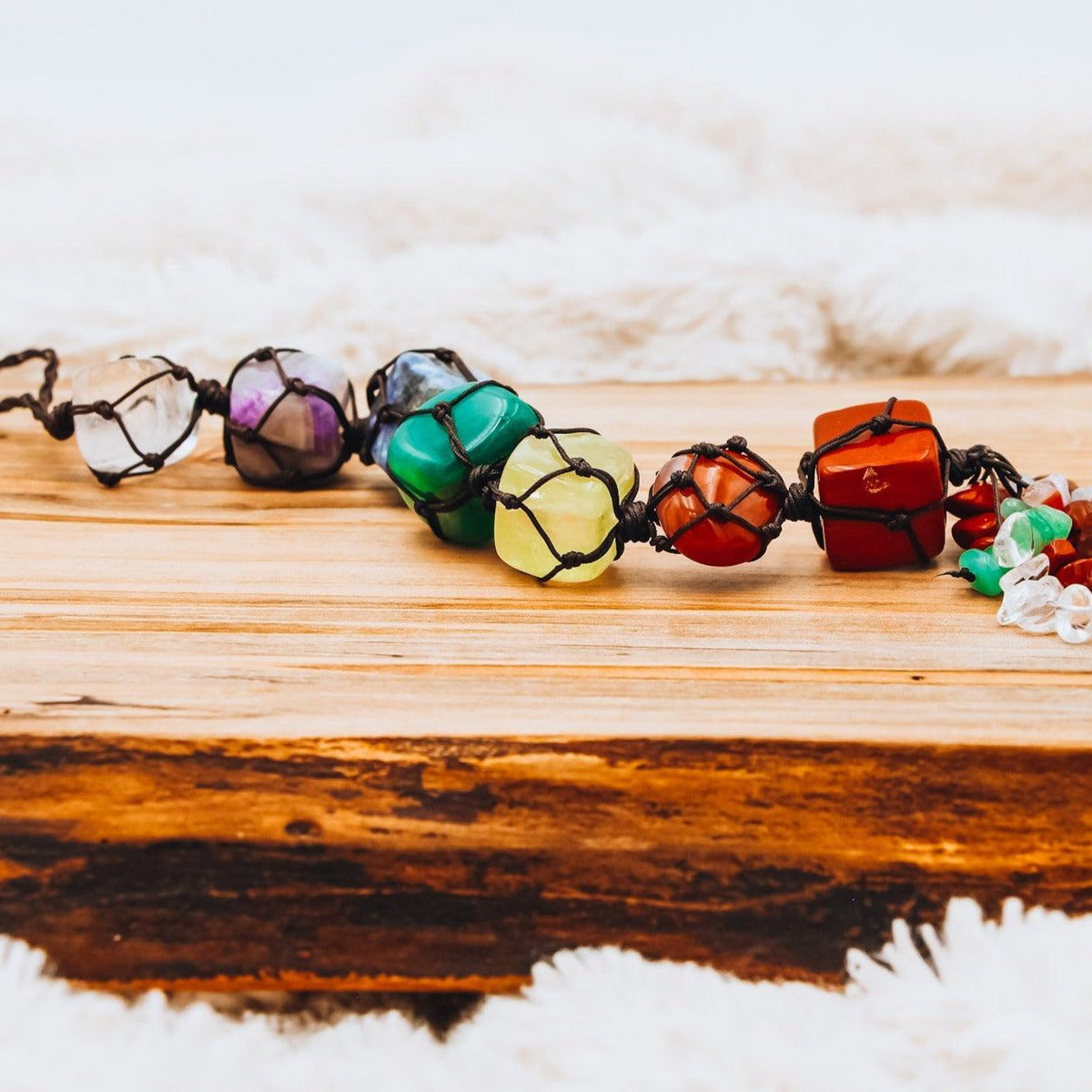 7 Chakra Gemstone Hanging Charm with gemstones for anxiety, chakra alignment, perfect for self-care gifts and mental health support. 