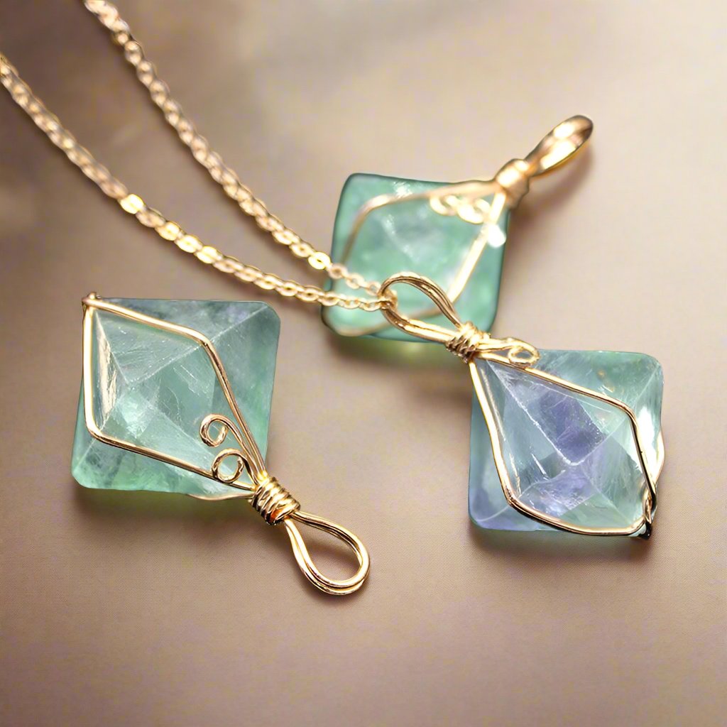 Fun and feminine Green Fluorite Necklace for heart healing and spiritual growth, making it an excellent spiritual gift for people with anxiety. 