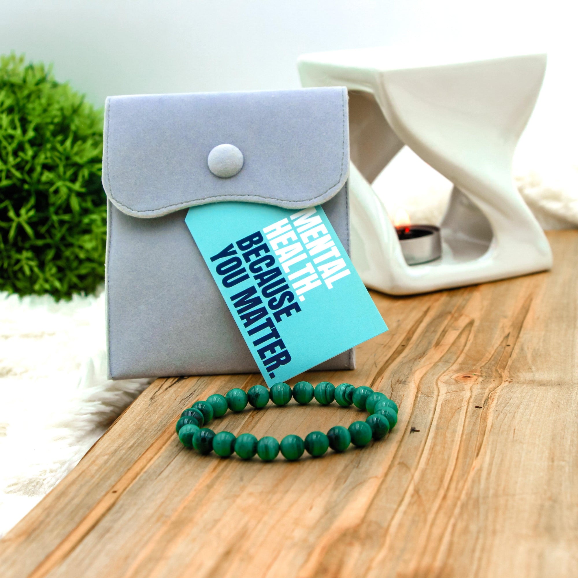 Mental Health Malachite Gemstone  Bracelet for anxiety relief, emotional healing, mental health support and spiritual gifts.