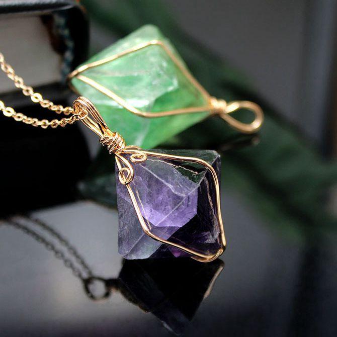 Fun and feminine Green Fluorite Necklace for heart healing and spiritual growth, making it an excellent spiritual gift for people with anxiety. 