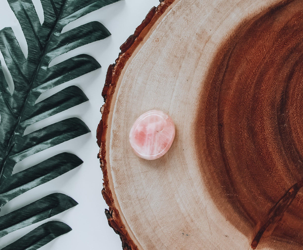 Rose Quartz Worry Stone for self-love, anxiety relief, and emotional healing.