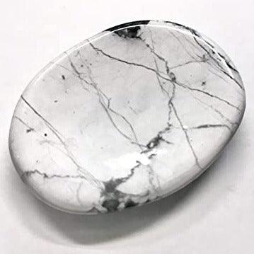 White Howlite Worry Stone for anxiety, stress relief, and calming energy.