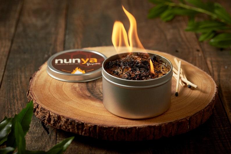 portable campfire, tin campfire, tiny campfire, campfire candle, nunya candles, camping candle